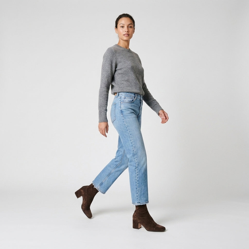 Damen Elegante Wildleder-Boots mit Blockabsatz