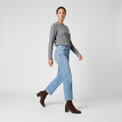 Damen Elegante Wildleder-Boots mit Blockabsatz