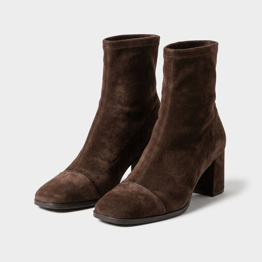Damen Elegante Wildleder-Boots mit Blockabsatz