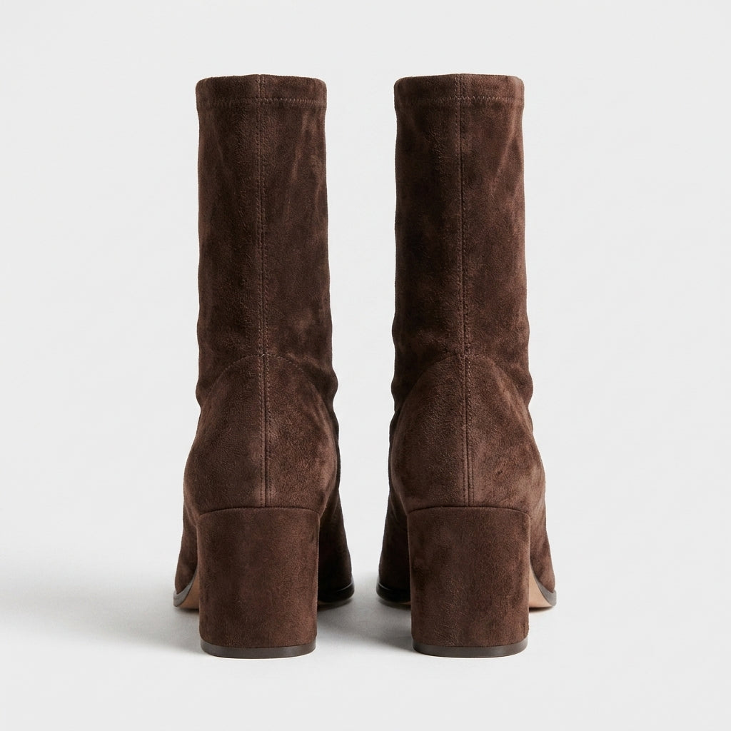 Damen Elegante Wildleder-Boots mit Blockabsatz
