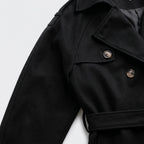 Herren Langer Trenchcoat – Regular Fit — Schwarz