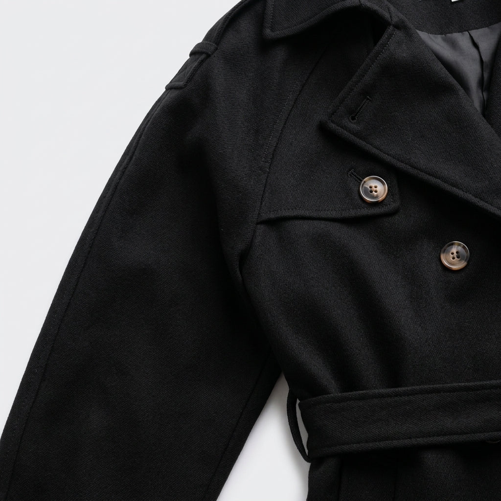 Herren Langer Trenchcoat – Regular Fit — Schwarz