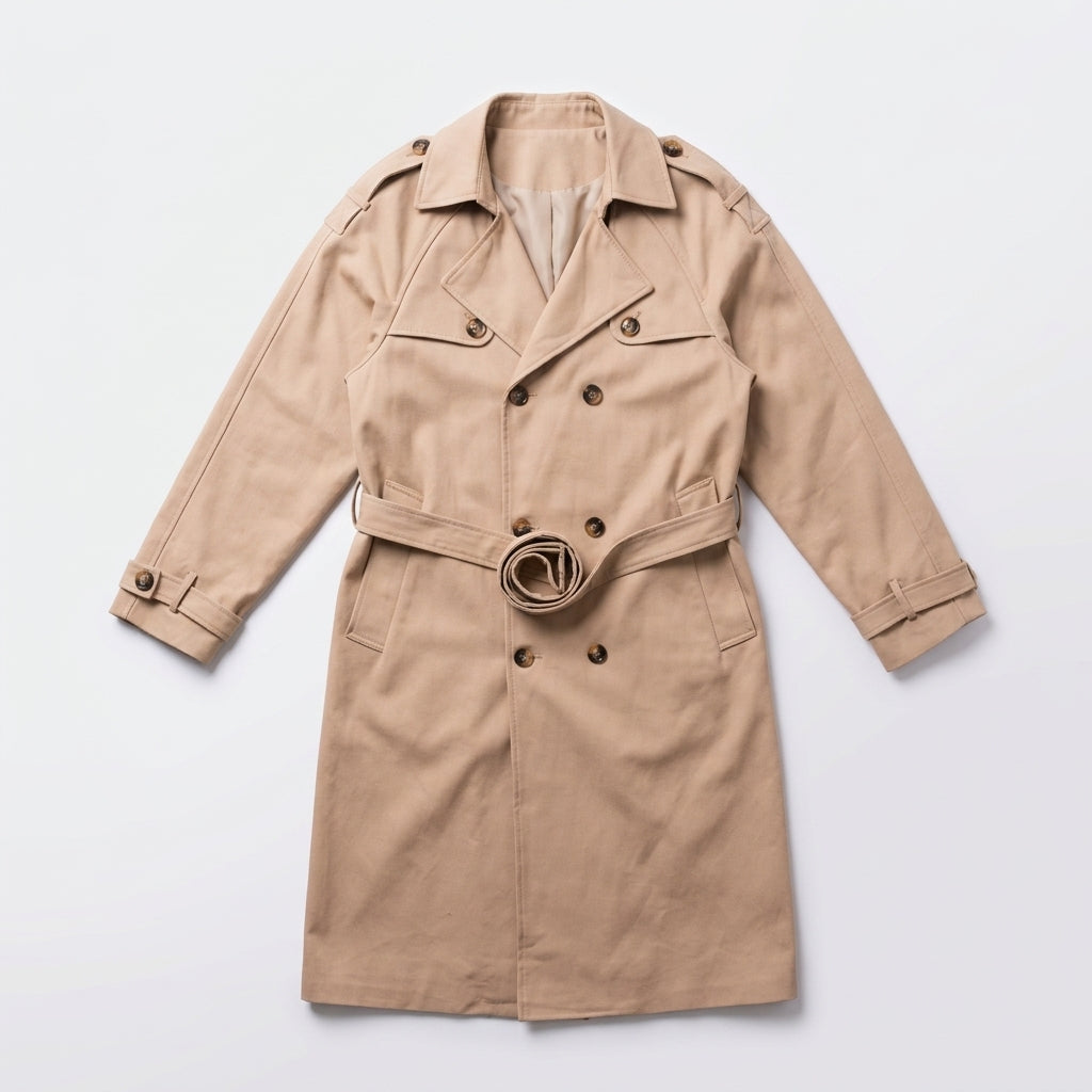Herren Langer Trenchcoat – Regular Fit — Beige