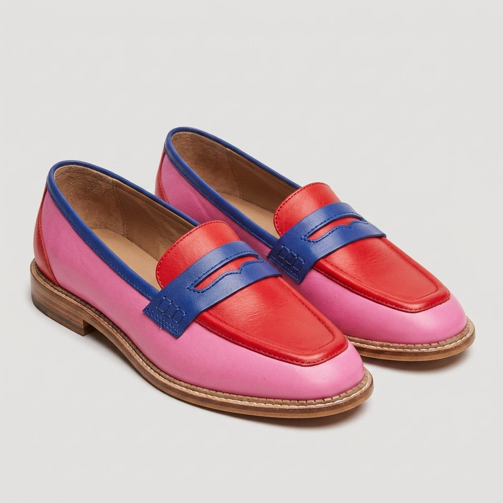 Damen Zweifarbige Loafer – Klassischer Stil — Rosa