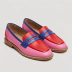 Damen Zweifarbige Loafer – Klassischer Stil — Rosa