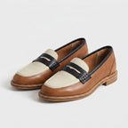 Damen Zweifarbige Loafer – Klassischer Stil — Braun