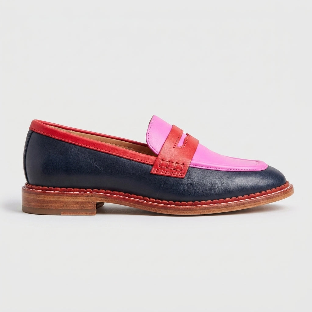 Damen Zweifarbige Loafer – Klassischer Stil — Rosa Schwarz