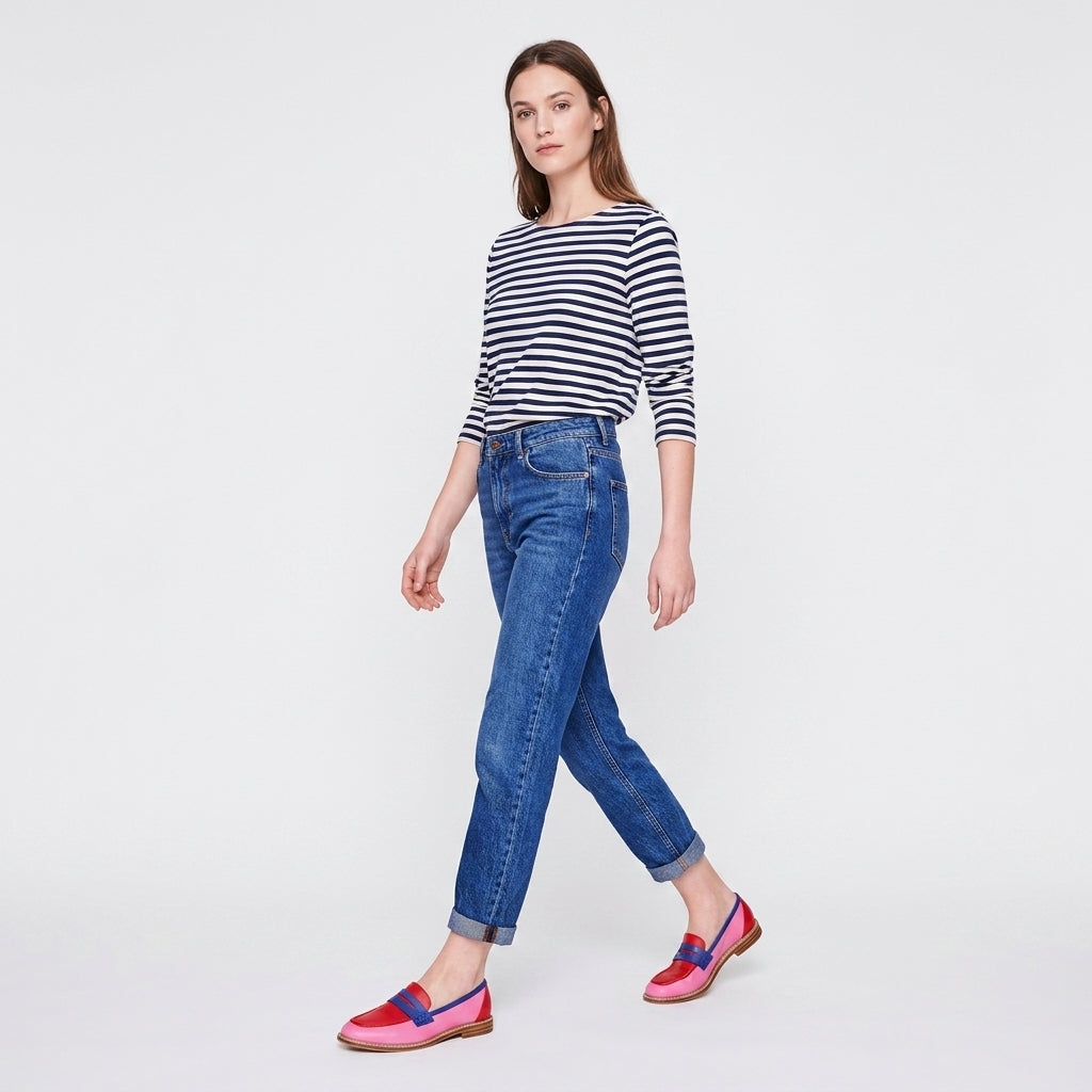 Damen Zweifarbige Loafer – Klassischer Stil — Rosa