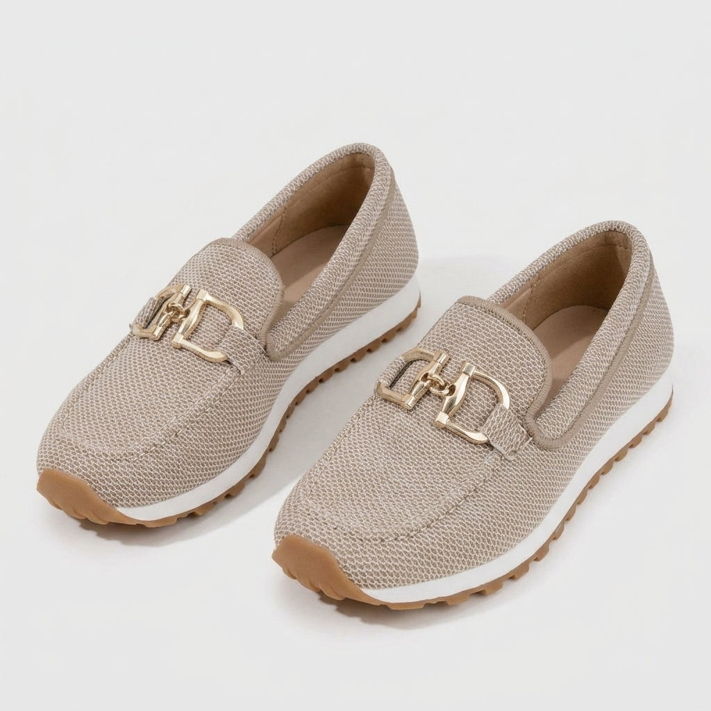 Damen Loafer-Sneaker mit Metallspange — Beige