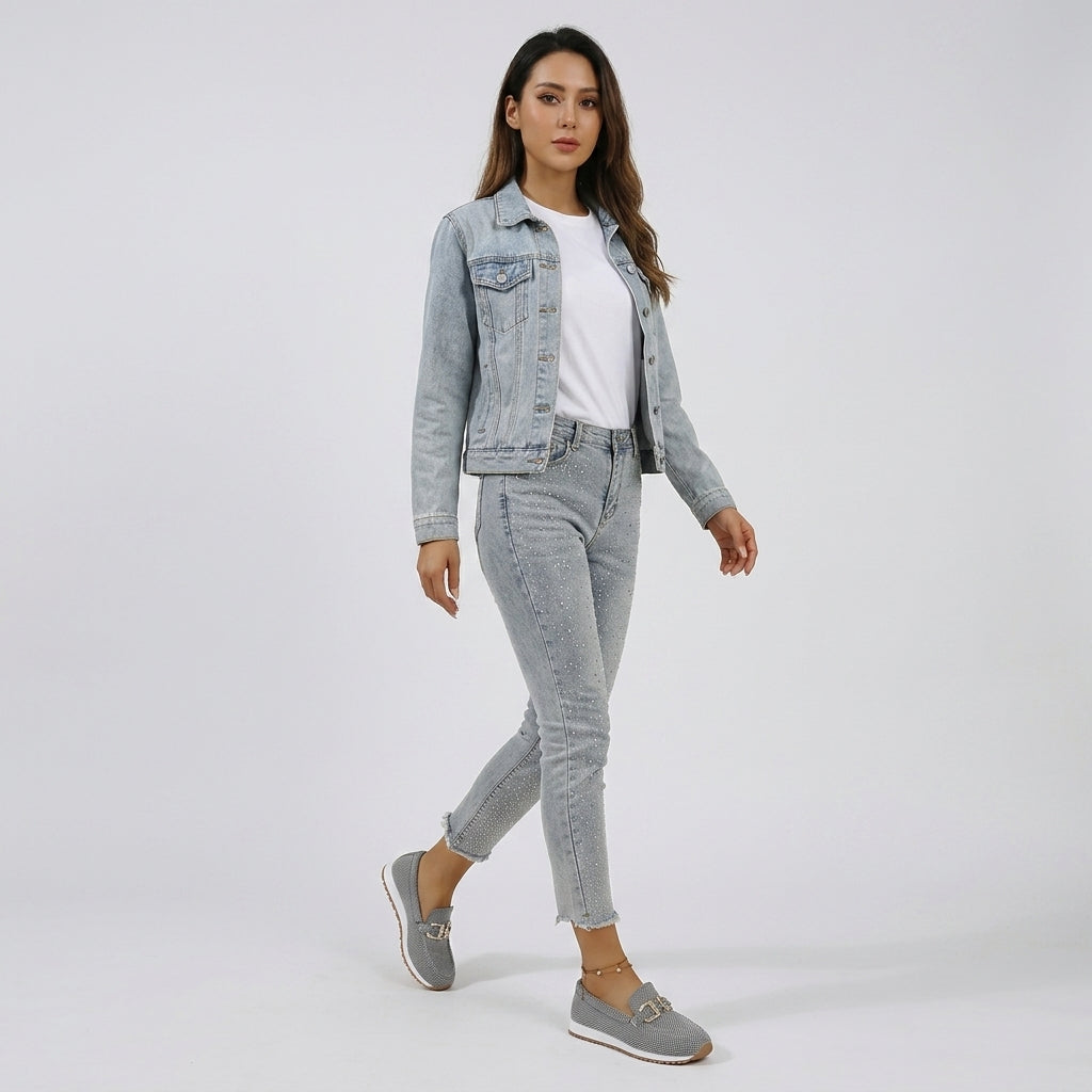 Damen Loafer-Sneaker mit Metallspange — Grau