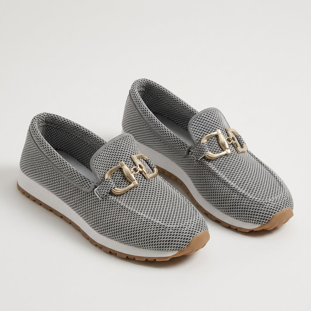 Damen Loafer-Sneaker mit Metallspange — Grau