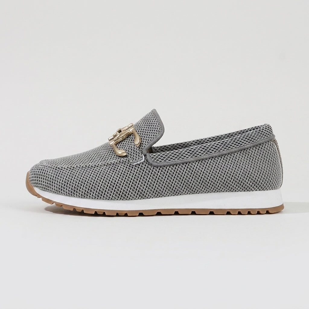 Damen Loafer-Sneaker mit Metallspange — Grau