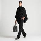 Damen Zweiteiler mit Poncho-Oberteil – Relaxed Fit — Schwarz