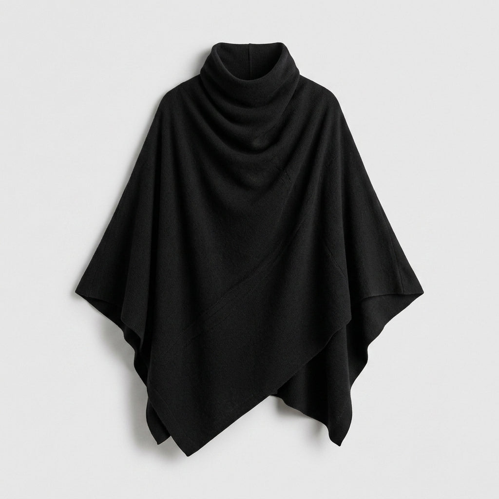 Damen Zweiteiler mit Poncho-Oberteil – Relaxed Fit — Schwarz