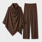 Damen Zweiteiler mit Poncho-Oberteil – Relaxed Fit — Braun