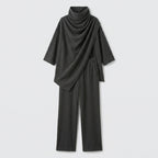 Damen Zweiteiler mit Poncho-Oberteil – Relaxed Fit — Grau