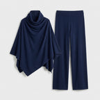 Damen Zweiteiler mit Poncho-Oberteil – Relaxed Fit — Marineblau