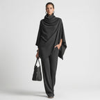 Damen Zweiteiler mit Poncho-Oberteil – Relaxed Fit — Grau