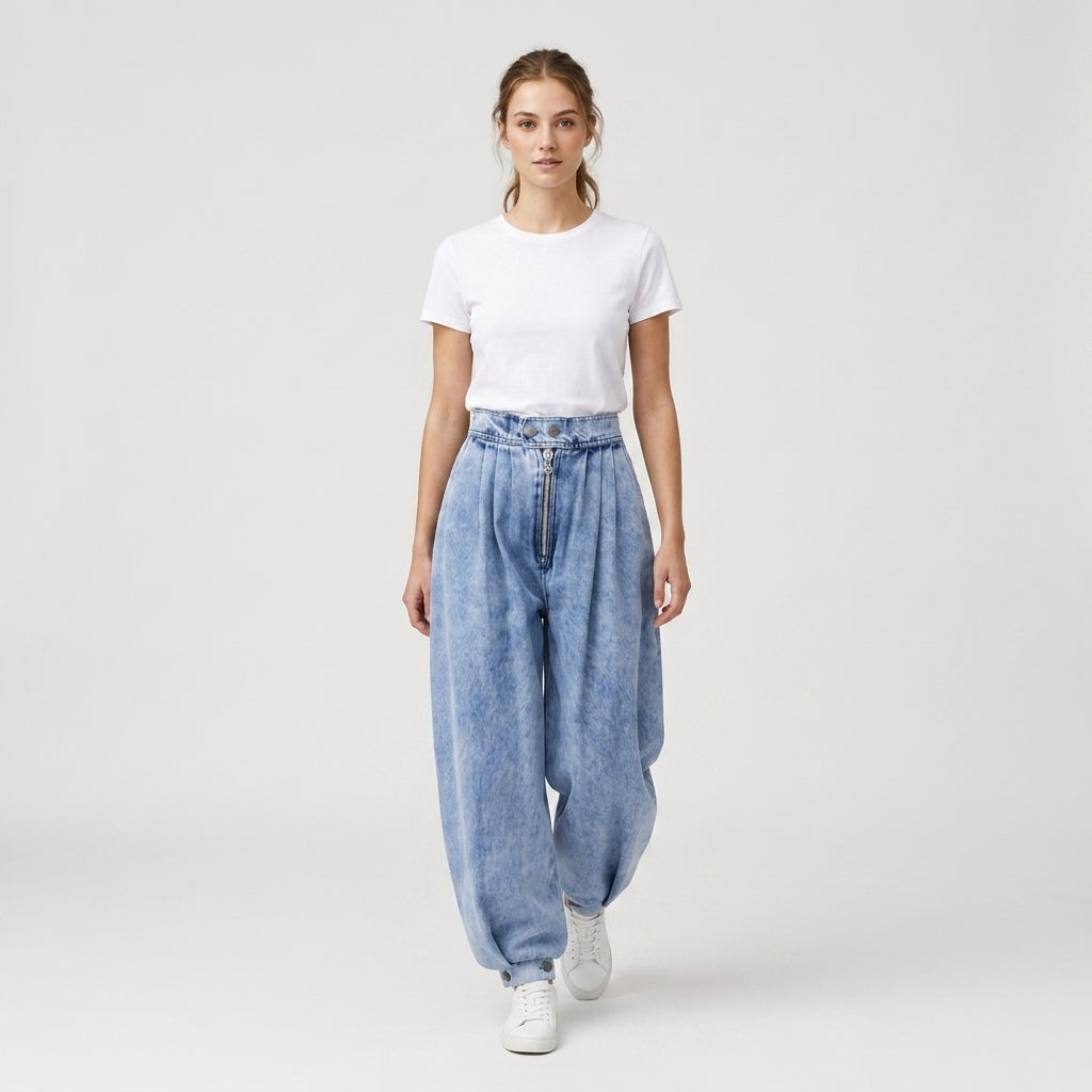Damen High Waist Balloon Jeans – Relaxed Fit