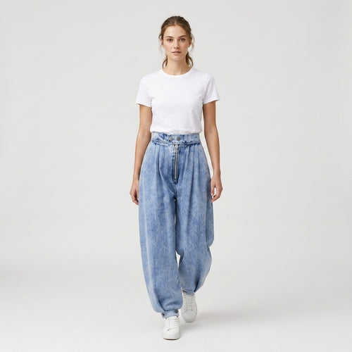 Damen High Waist Balloon Jeans – Relaxed Fit