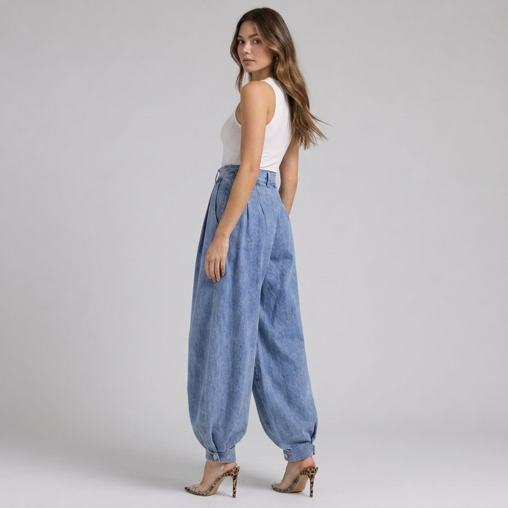 Damen High Waist Balloon Jeans – Relaxed Fit
