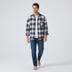 Herren Kariertes Flanellhemd aus Baumwolle – Regular Fit — Weiß