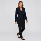 Damen Blazer in Marineblau, offen, Longline, Relaxed Fit — Marineblau
