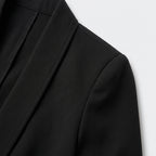 Damen Blazer in Marineblau, offen, Longline, Relaxed Fit — Schwarz
