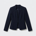 Damen Blazer in Marineblau, offen, Longline, Relaxed Fit — Marineblau
