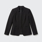 Damen Blazer in Marineblau, offen, Longline, Relaxed Fit — Schwarz