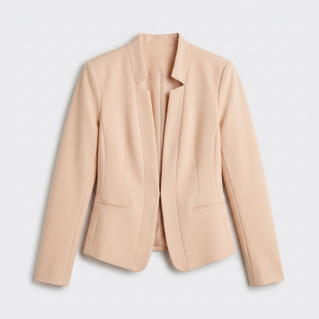 Damen Blazer in Marineblau, offen, Longline, Relaxed Fit — Pink