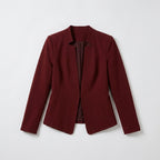 Damen Blazer in Marineblau, offen, Longline, Relaxed Fit — Burgunderrot