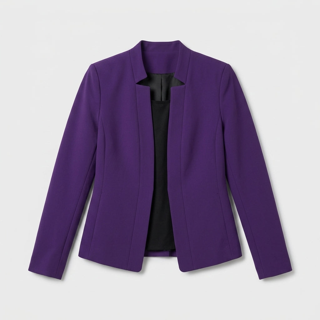 Damen Blazer in Marineblau, offen, Longline, Relaxed Fit — Lila