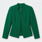 Damen Blazer in Marineblau, offen, Longline, Relaxed Fit — Grün