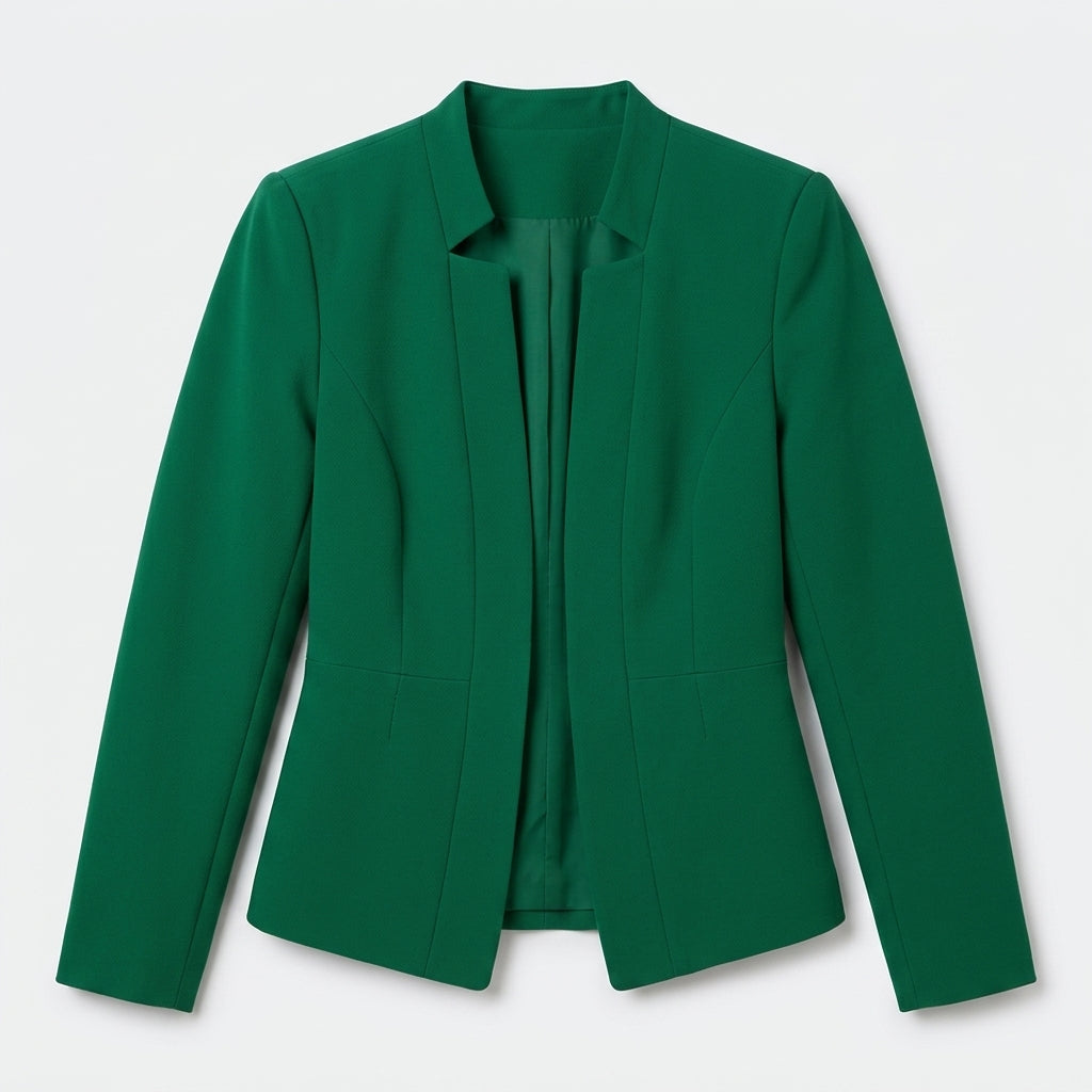 Damen Blazer in Marineblau, offen, Longline, Relaxed Fit — Grün