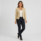 Damen Blazer in Marineblau, offen, Longline, Relaxed Fit — Khaki