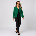 Damen Blazer in Marineblau, offen, Longline, Relaxed Fit — Grün