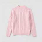 Damen Rippstrickpullover mit Stehkragen – Relaxed Fit — Pink