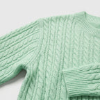 Damen Rippstrickpullover mit Stehkragen – Relaxed Fit — Hellgrün