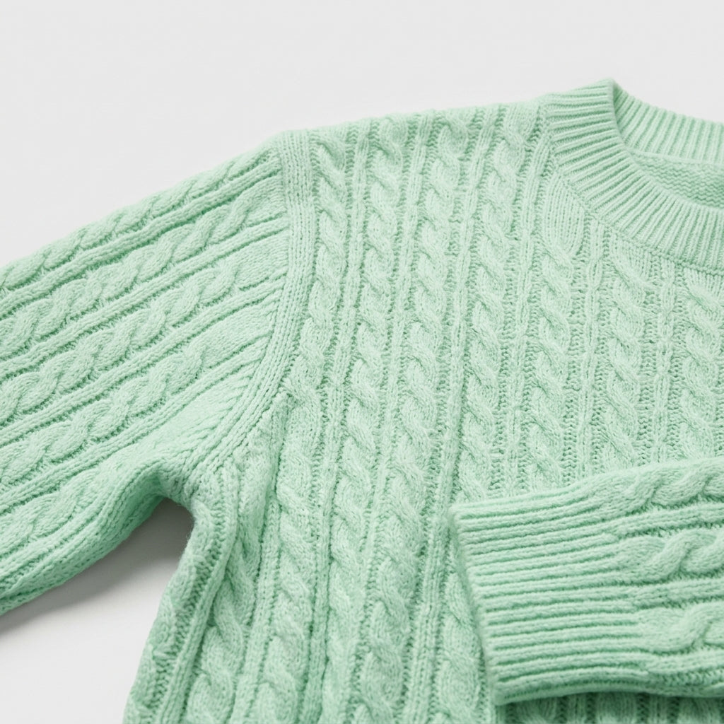 Damen Rippstrickpullover mit Stehkragen – Relaxed Fit — Hellgrün