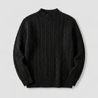Damen Rippstrickpullover mit Stehkragen – Relaxed Fit — Schwarz