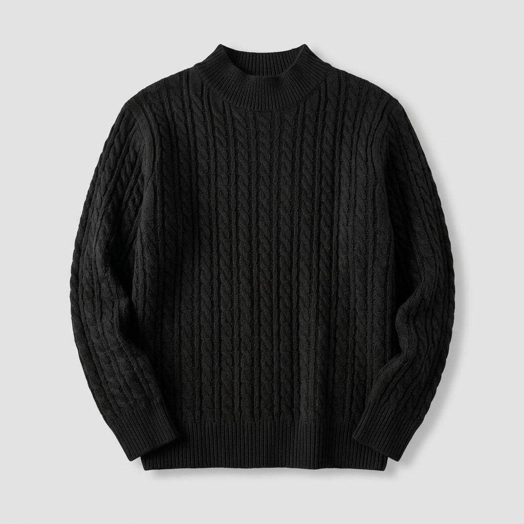 Damen Rippstrickpullover mit Stehkragen – Relaxed Fit — Schwarz