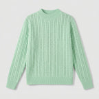 Damen Rippstrickpullover mit Stehkragen – Relaxed Fit — Hellgrün