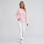 Damen Rippstrickpullover mit Stehkragen – Relaxed Fit — Pink