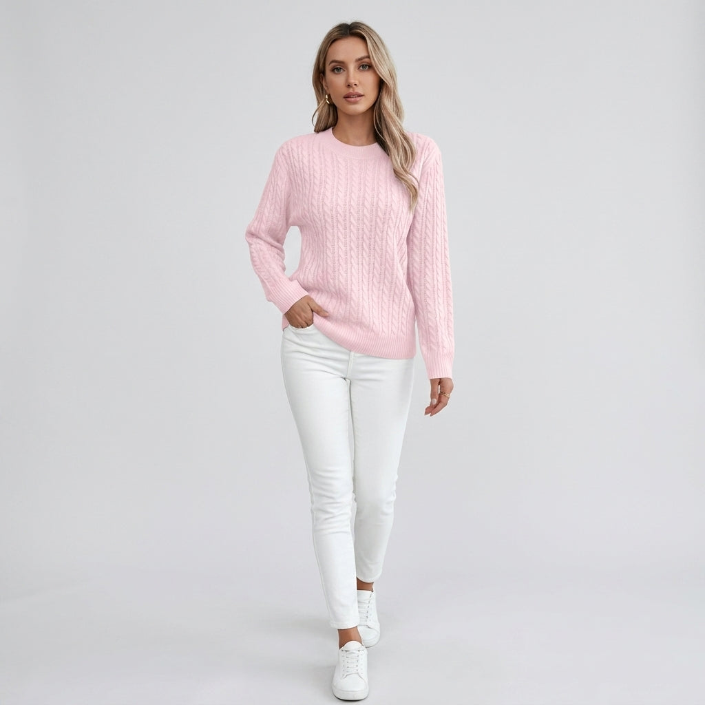 Damen Rippstrickpullover mit Stehkragen – Relaxed Fit — Pink