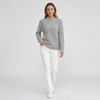 Damen Rippstrickpullover mit Stehkragen – Relaxed Fit — Grey