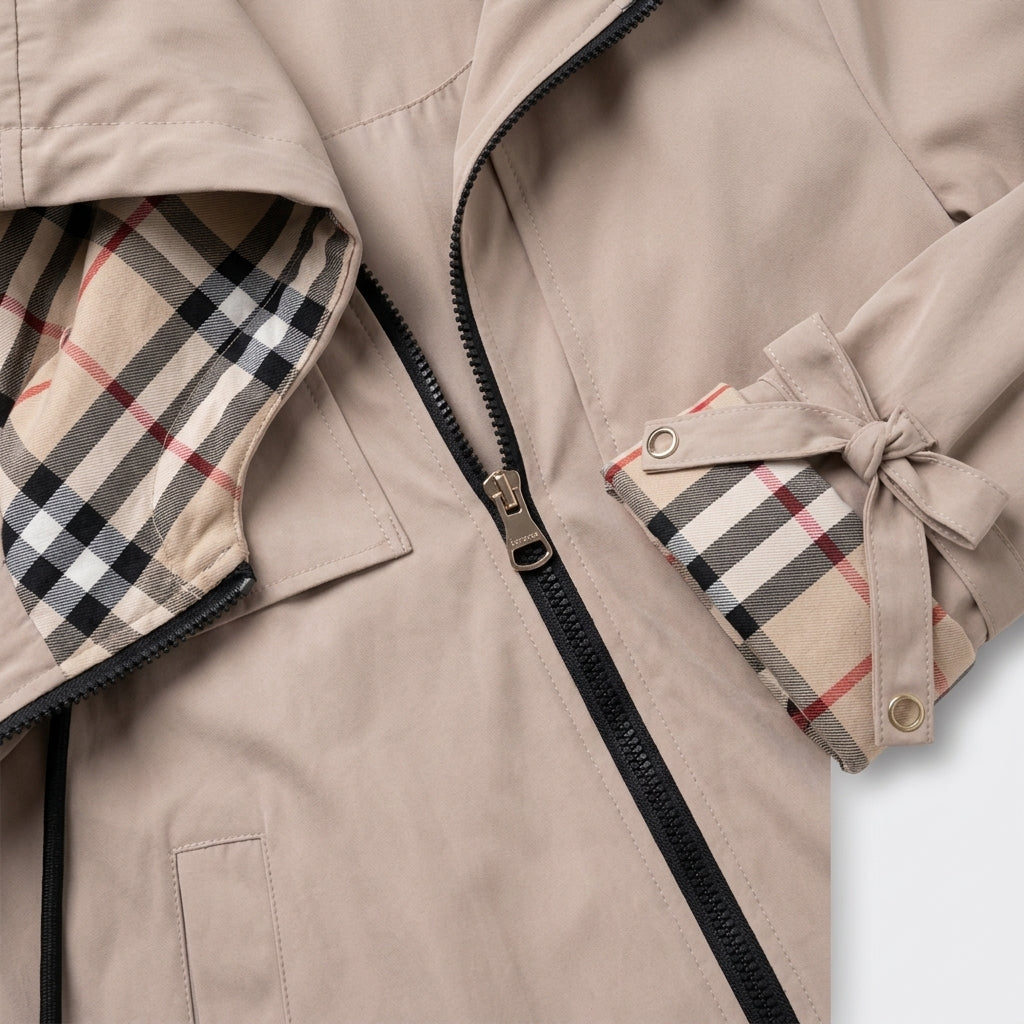 Damen Übergangsjacke mit Kapuze und Taillenzug — Khaki