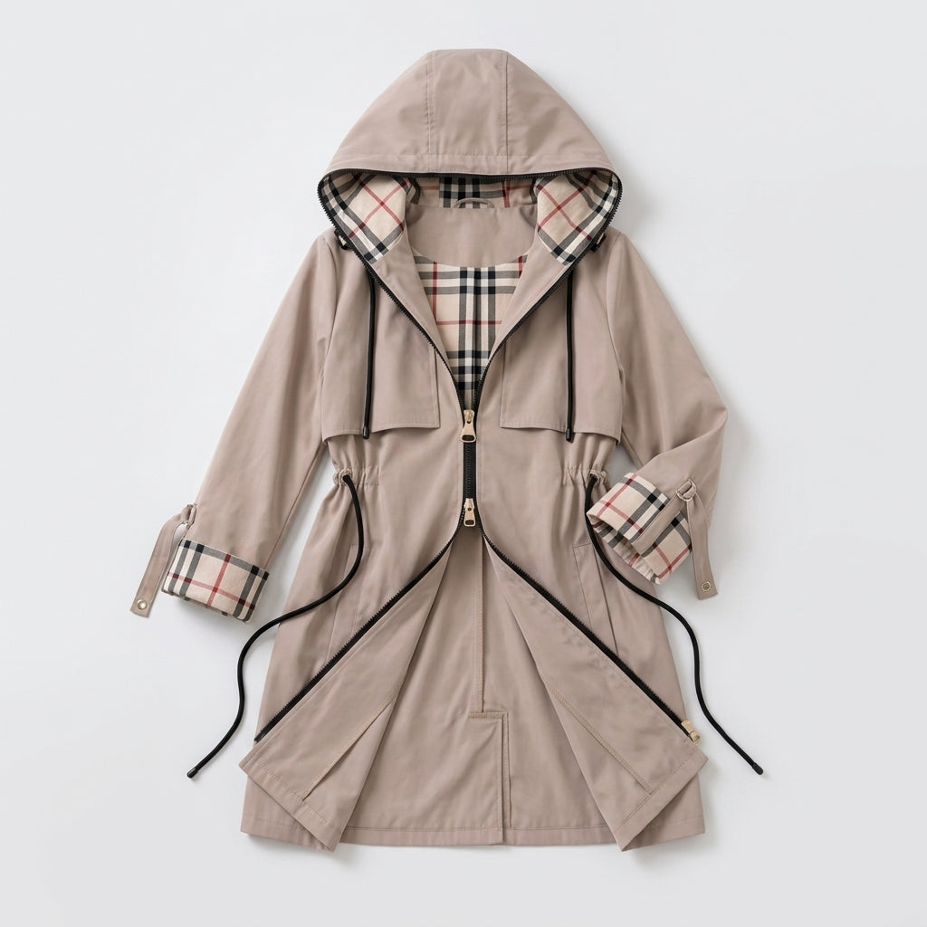 Damen Übergangsjacke mit Kapuze und Taillenzug — Khaki