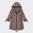 Damen Übergangsjacke mit Kapuze und Taillenzug — Braun