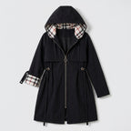 Damen Übergangsjacke mit Kapuze und Taillenzug — Schwarz